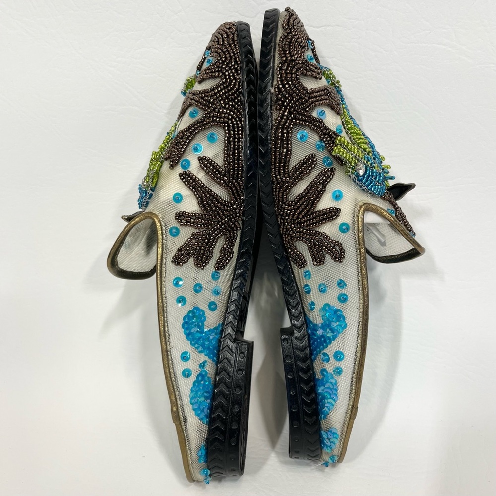 Beverly Feldman Beaded Sequin Shoes Seahorse Starfish Nautical Ocean Size 5.5 - Picture 5 of 13